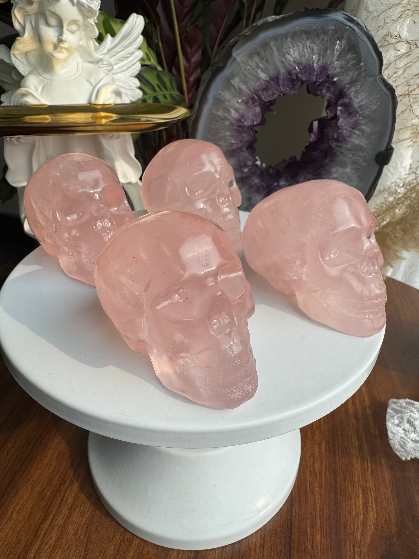 rose quartz skull