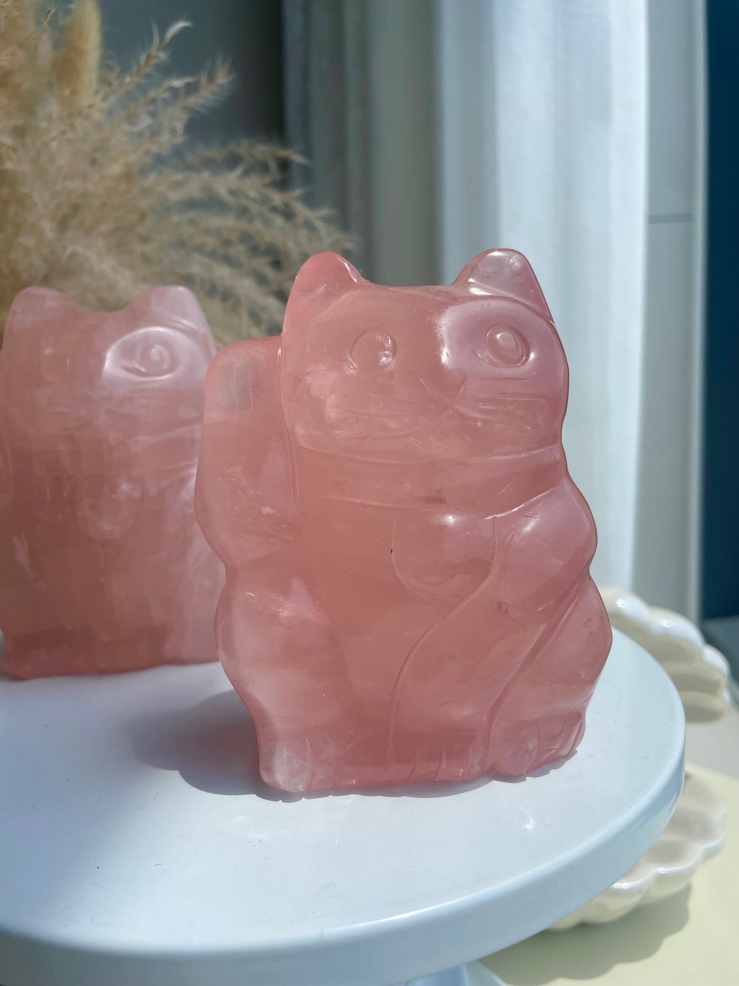 rose quartz lucky cat