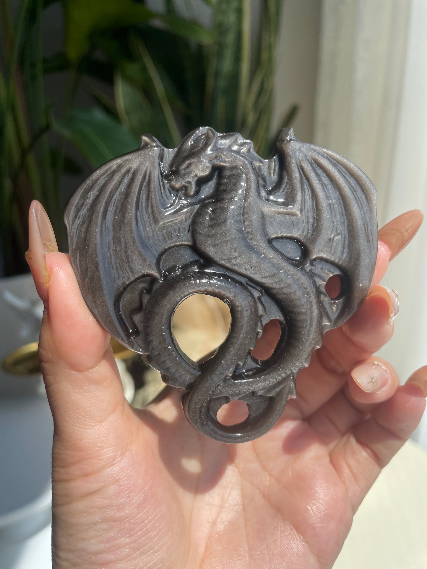 silver obsidian dragon