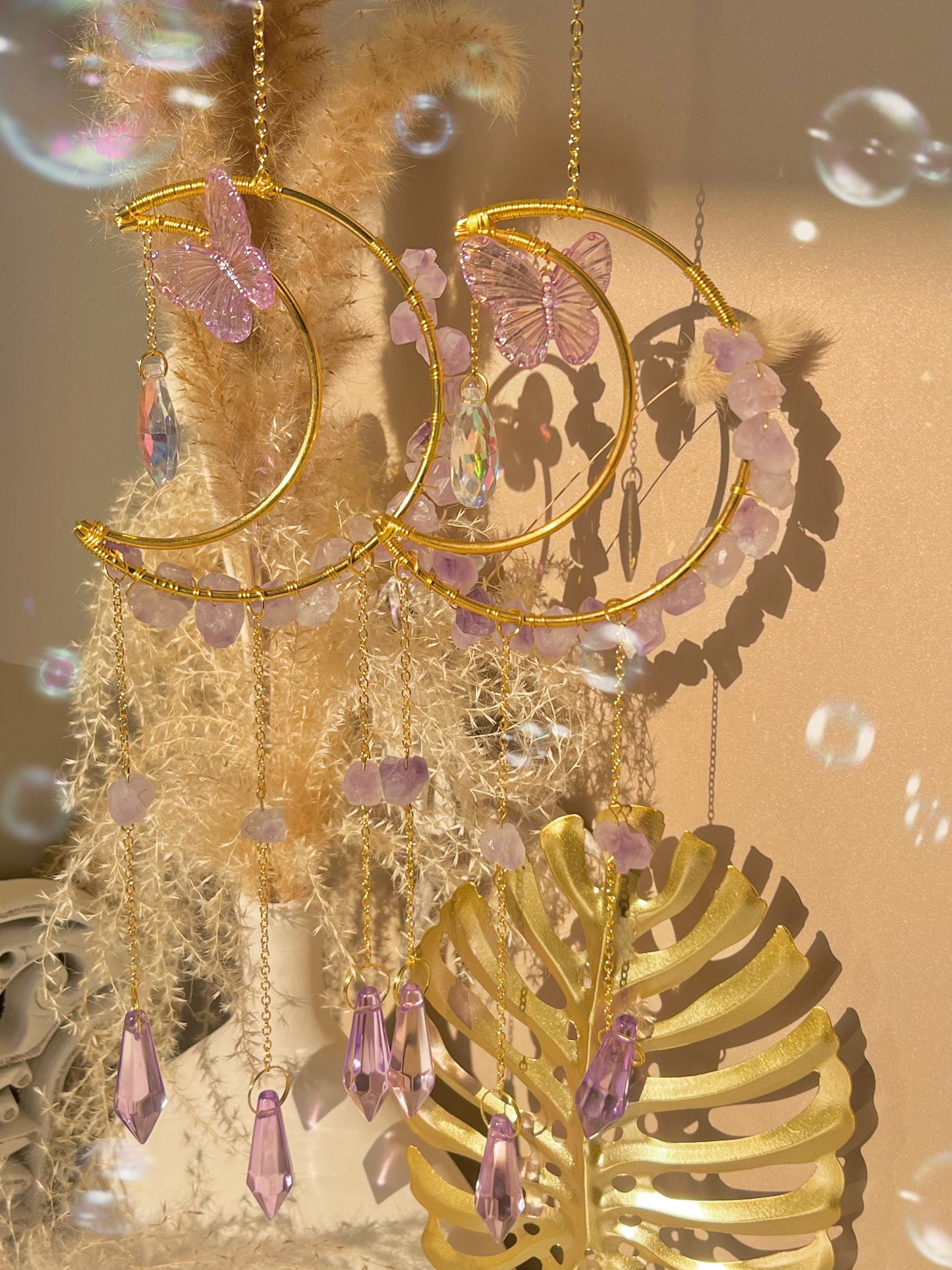 amethyst moon with butterfly Sun catcher