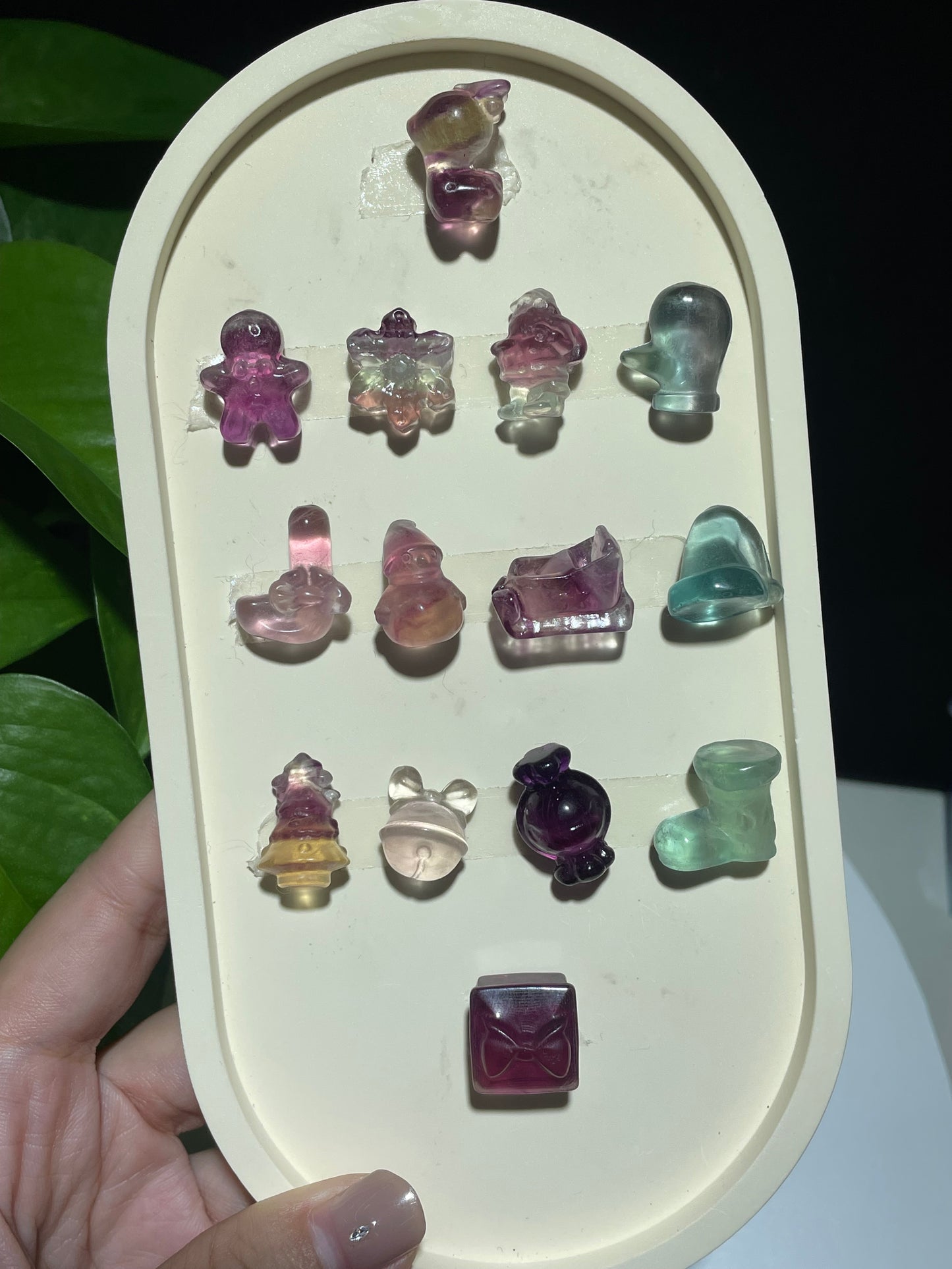 mini Fluorite Christmas carvings