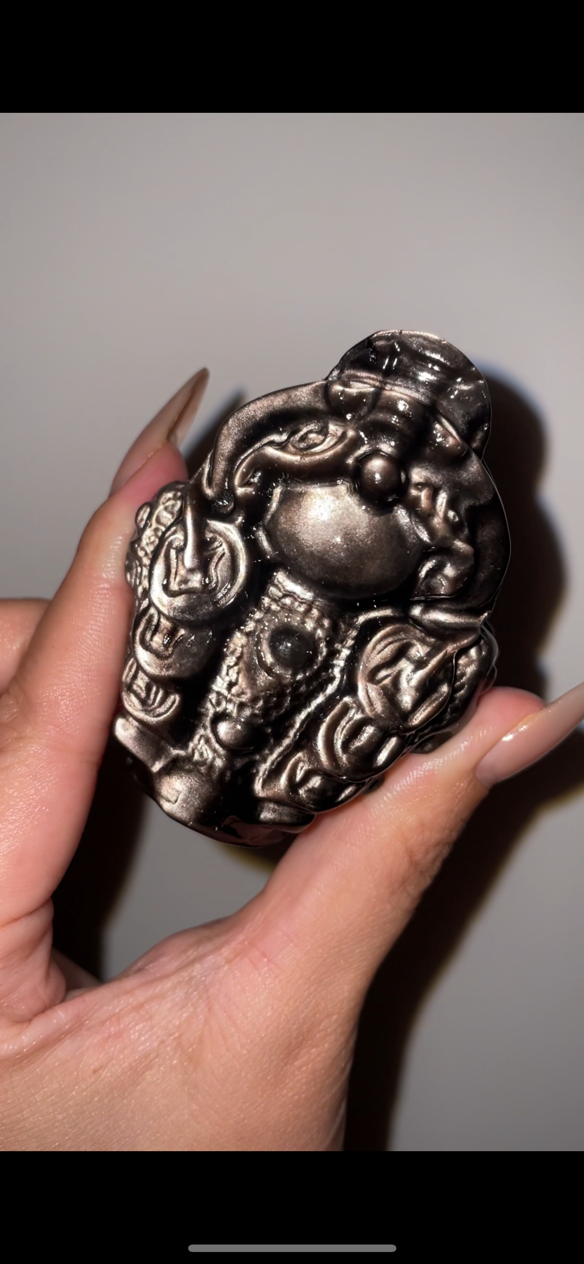 Silver Obsidian Money frog