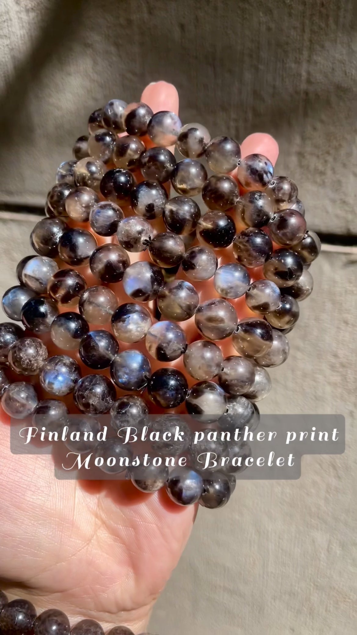 Black panther print Moonstone Bracelet