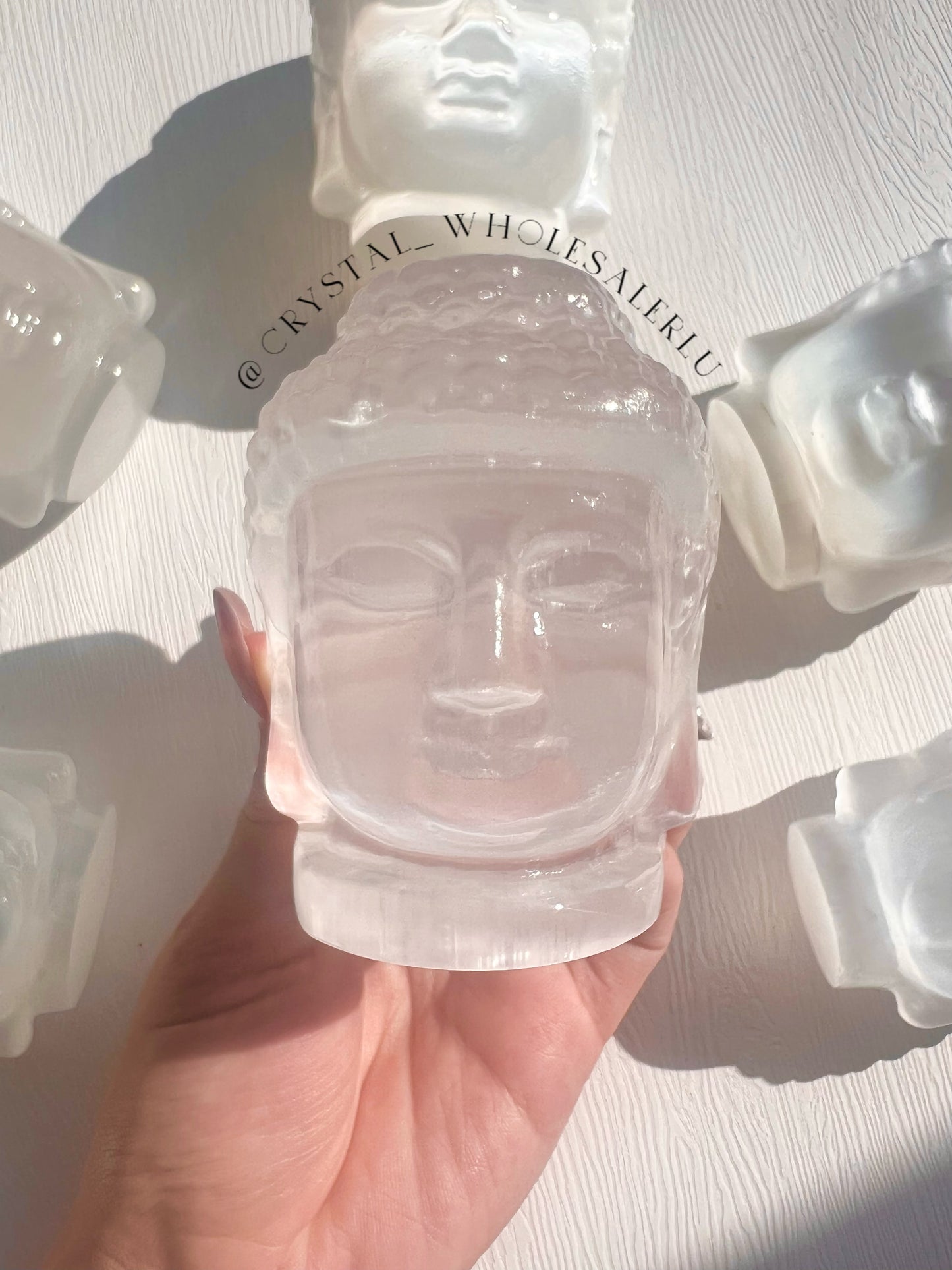 selenite Buddha head