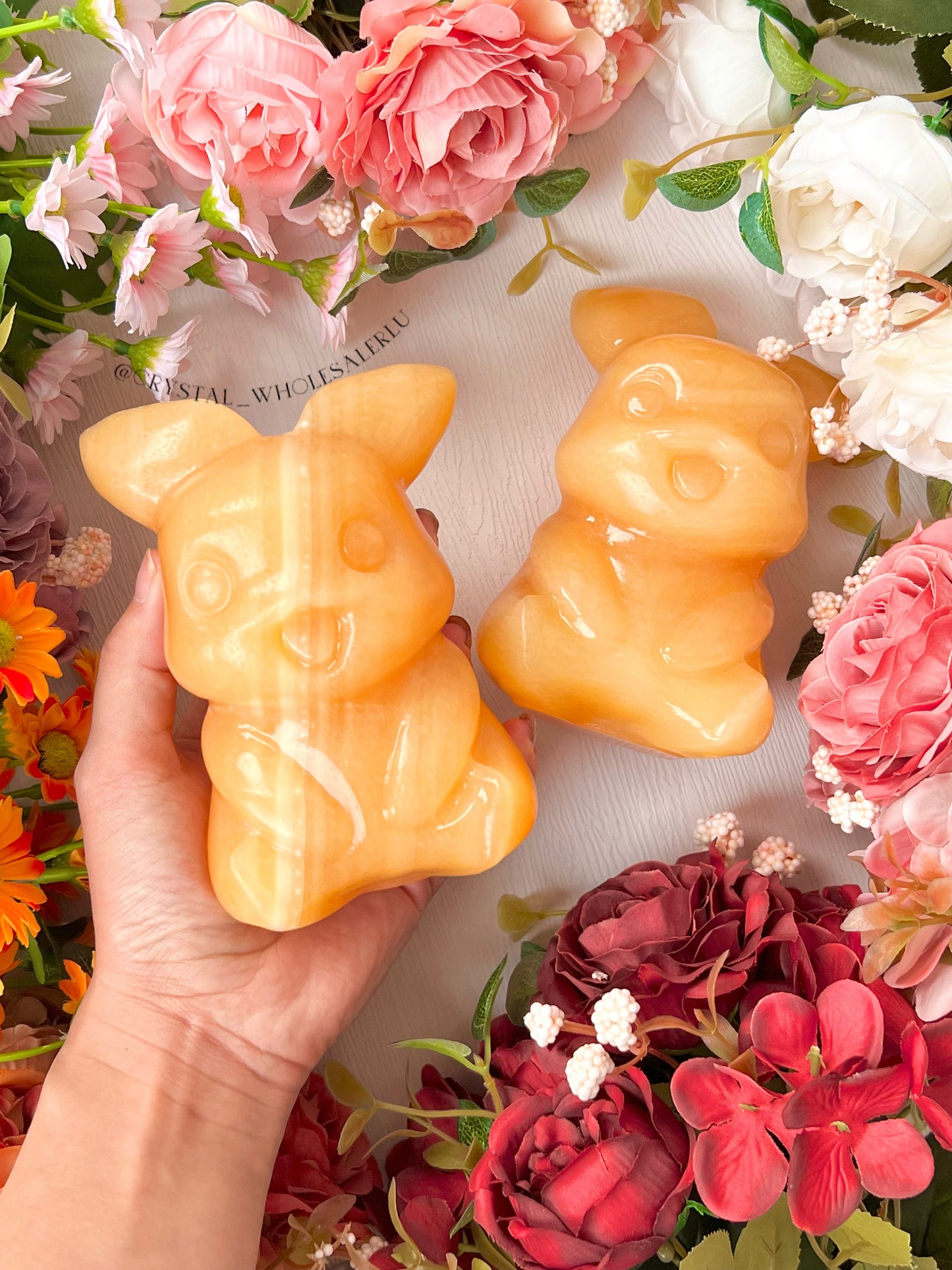Orange calcite Pikachu