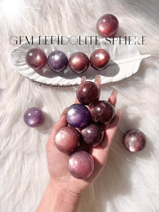 Gem lepidolite sphere