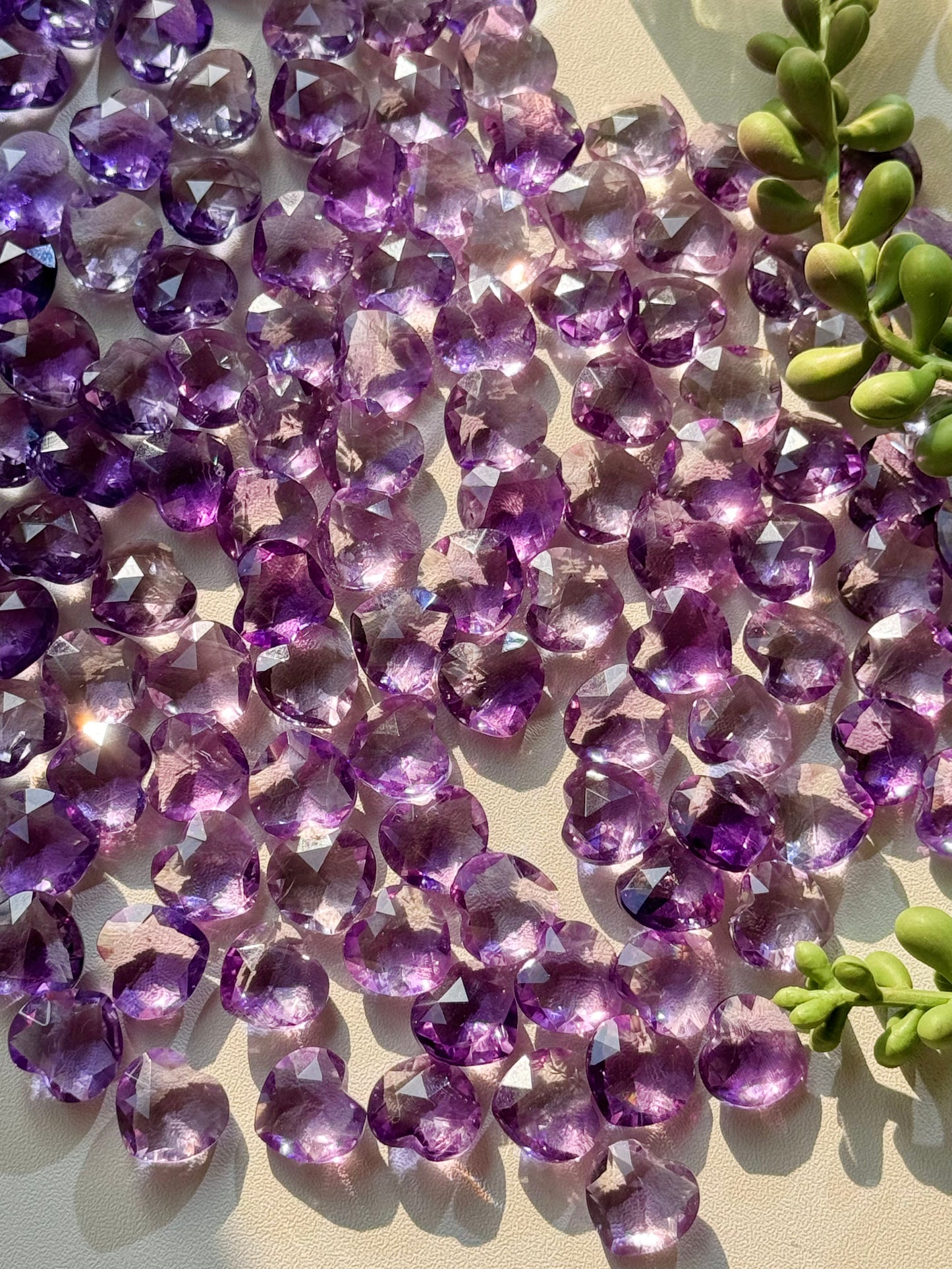 amethyst faceted heart