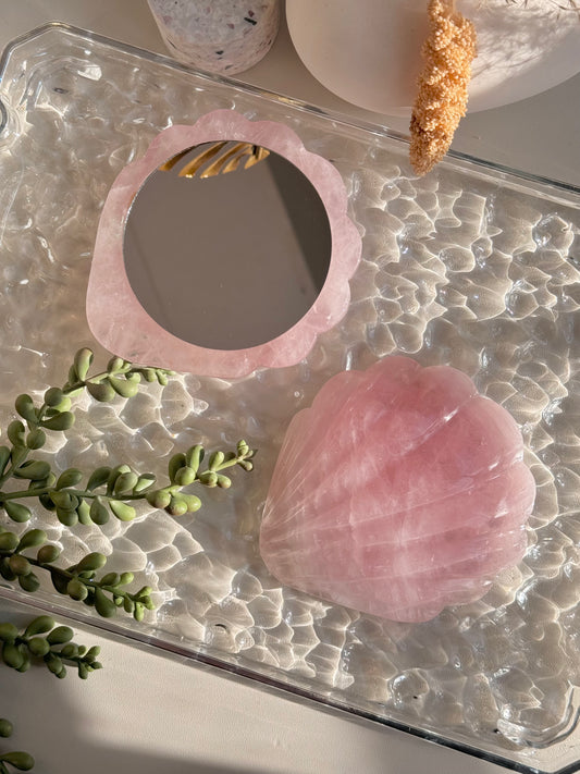 Rose Quartz shell mirror