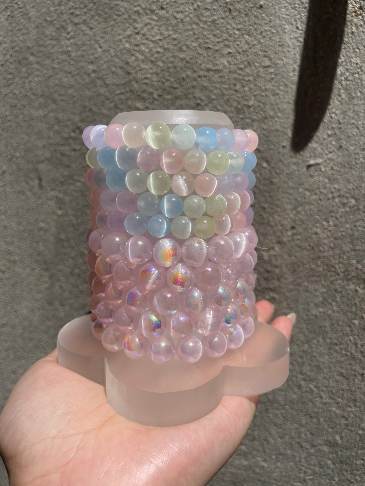 selenite flower bracelet holder