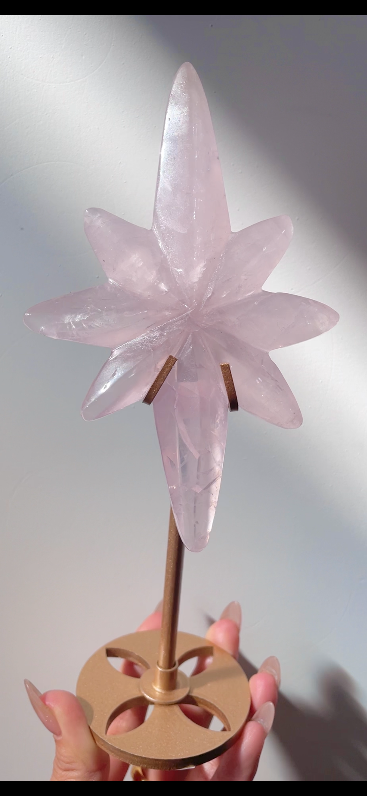 rose quartz star with stand