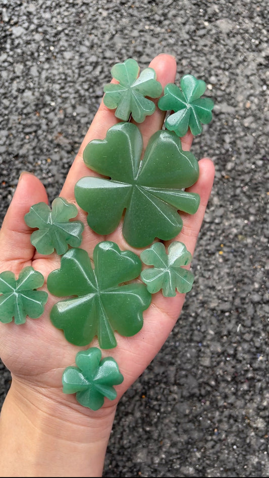 Green aventurine four-leaf clover