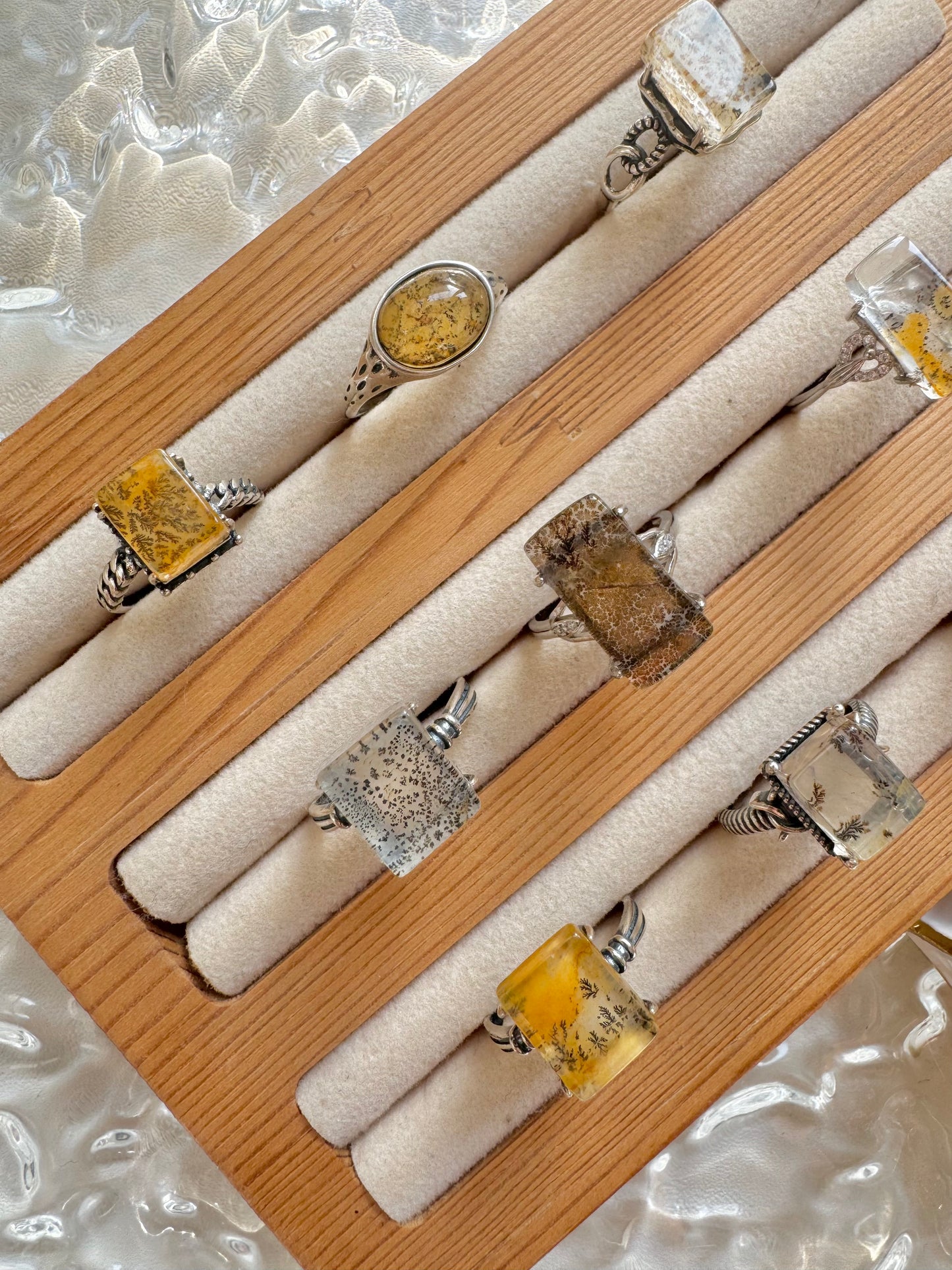S925 dendritic Quartz ring