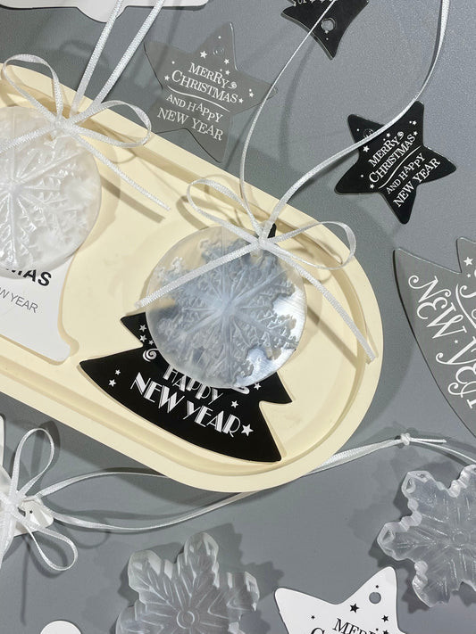 selenite snowflake with ribbon