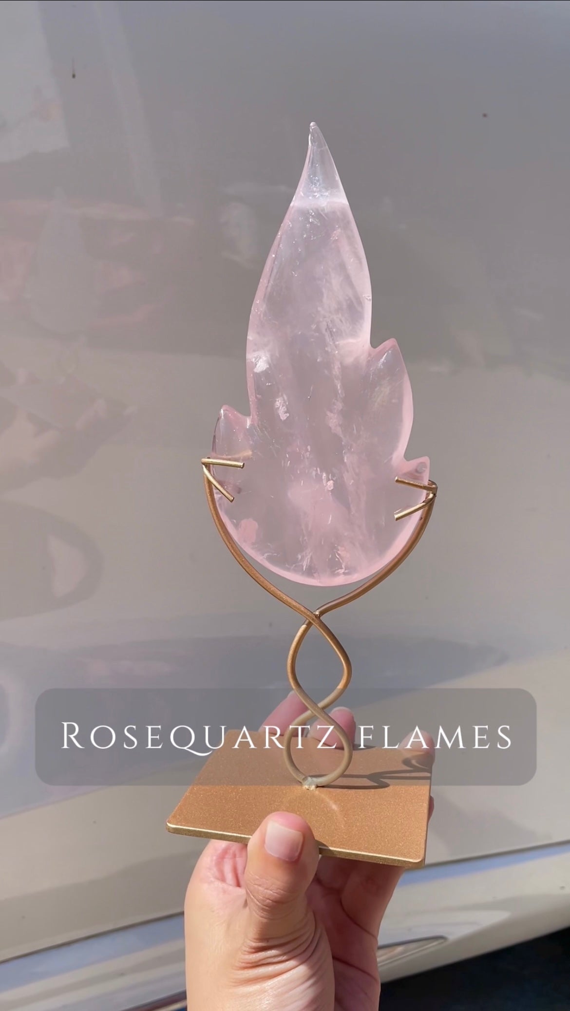 Rosequartz flames with stand