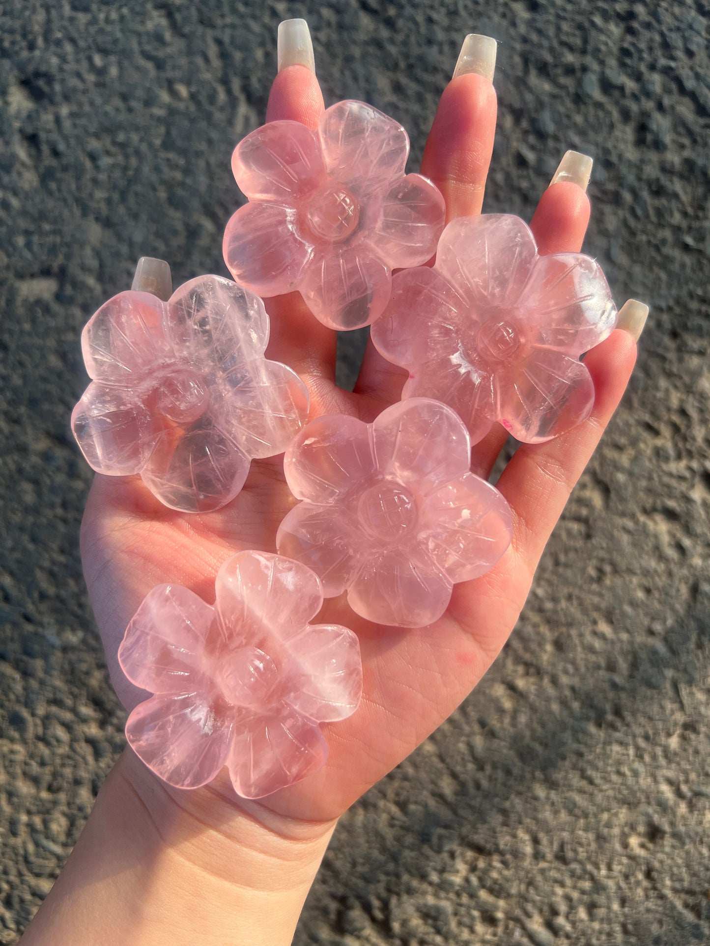 rose quartz flower sphere holder