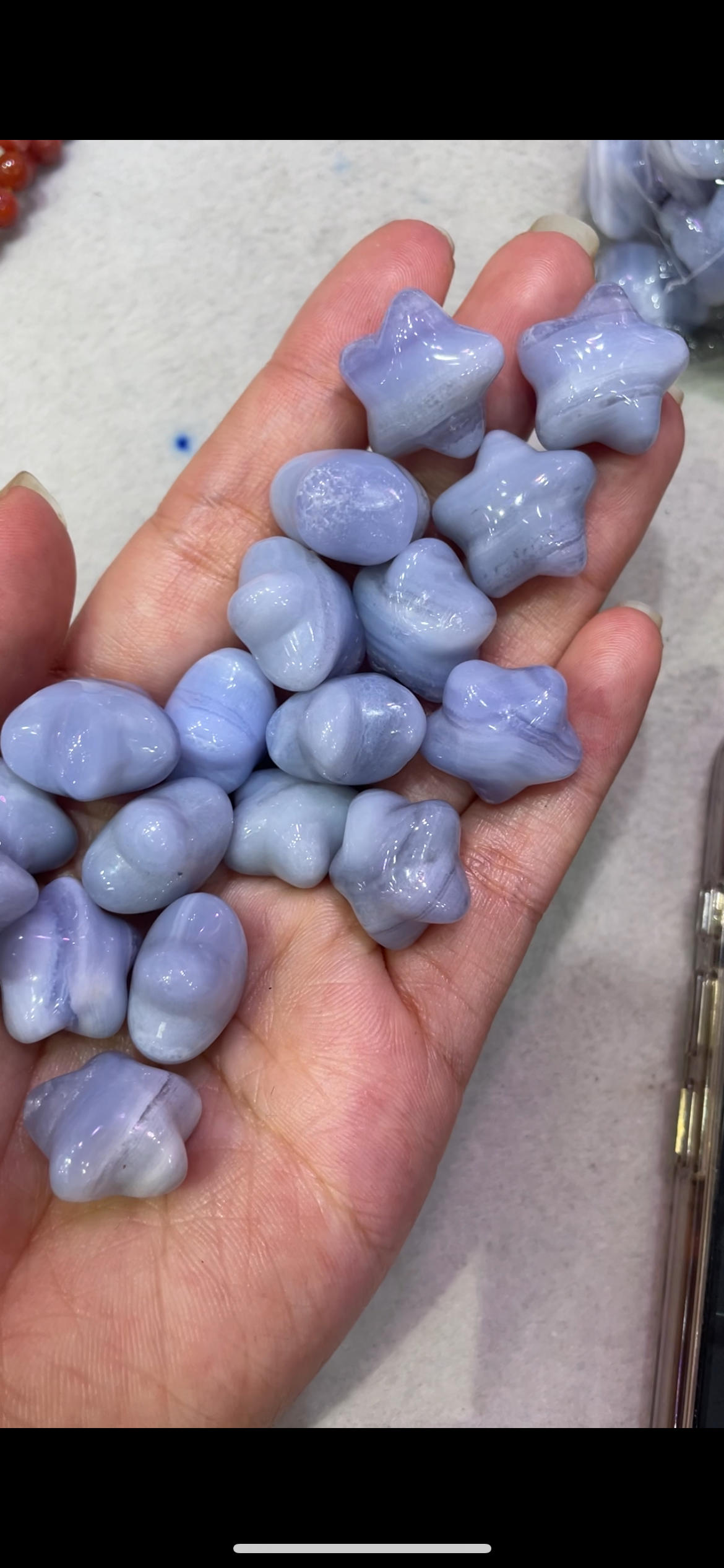 Blue lace agate moon and star（without hole）