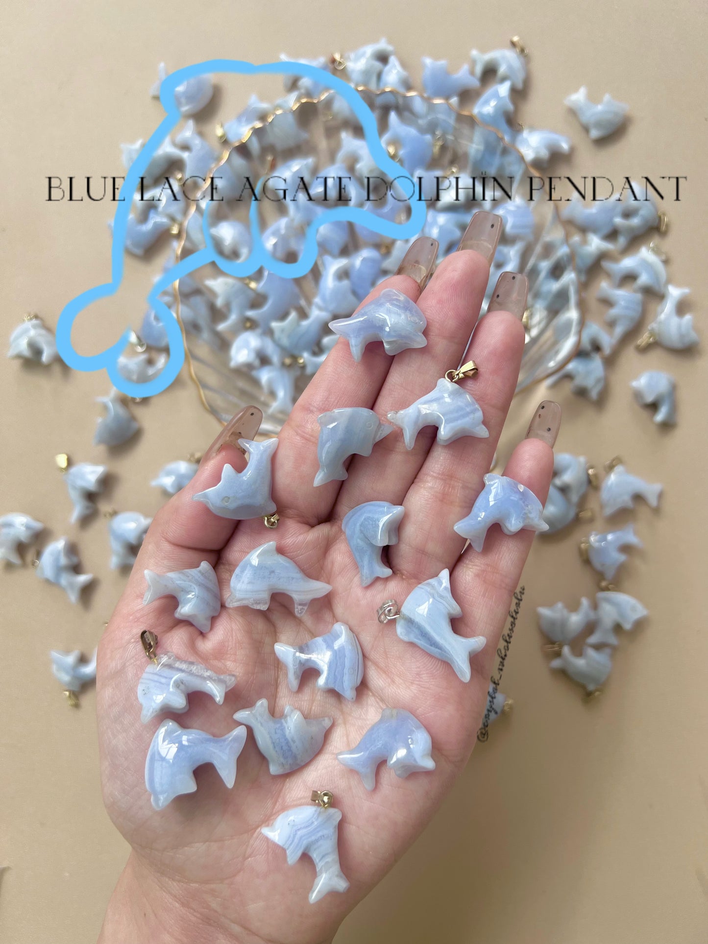 Blue Lace Agate dolphin pendant
