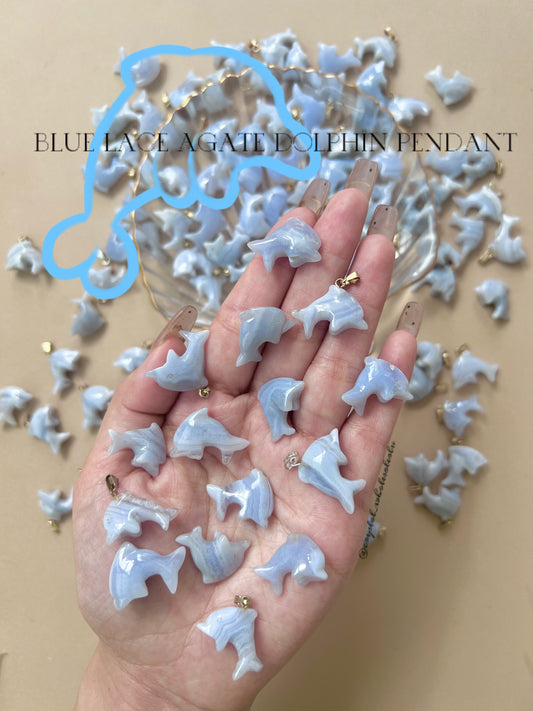 Blue Lace Agate dolphin pendant