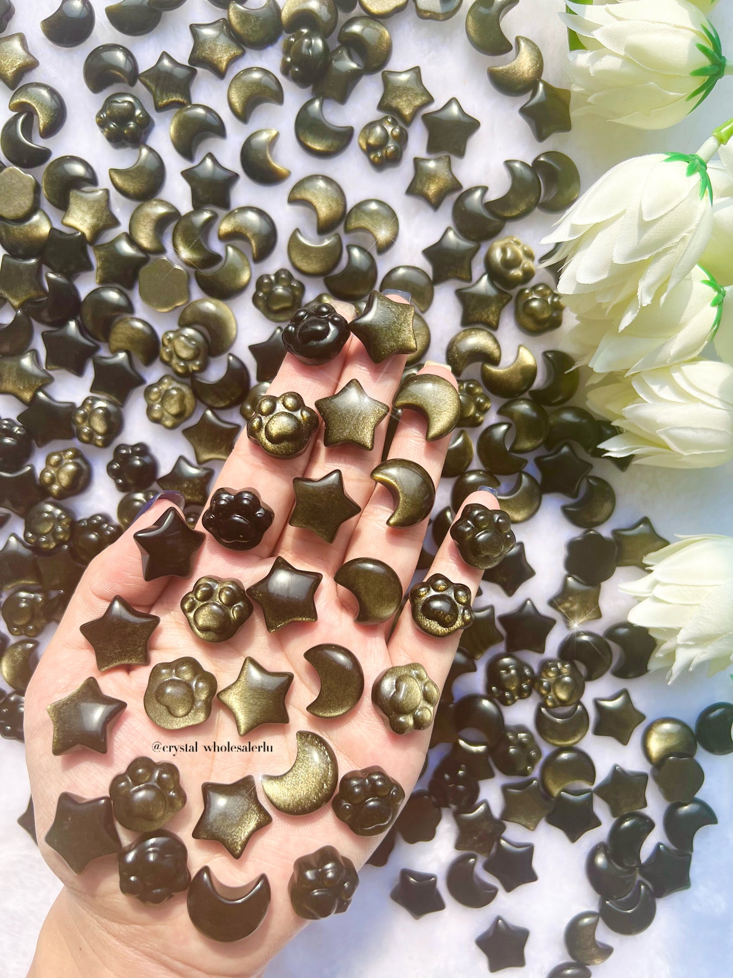 golden obsidian moon and star and paw