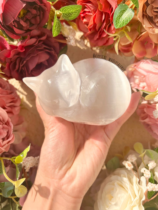 selenite sleeping cat