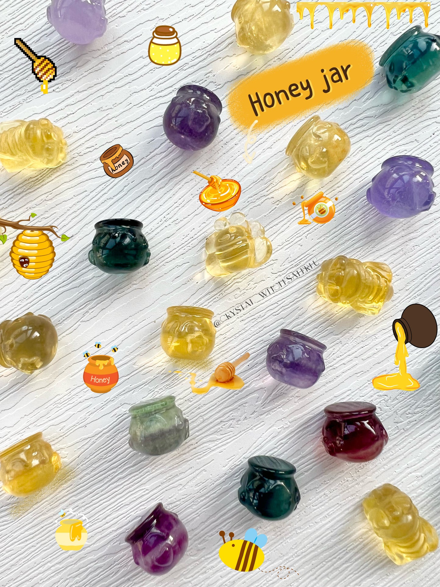 mini fluorite honey jar