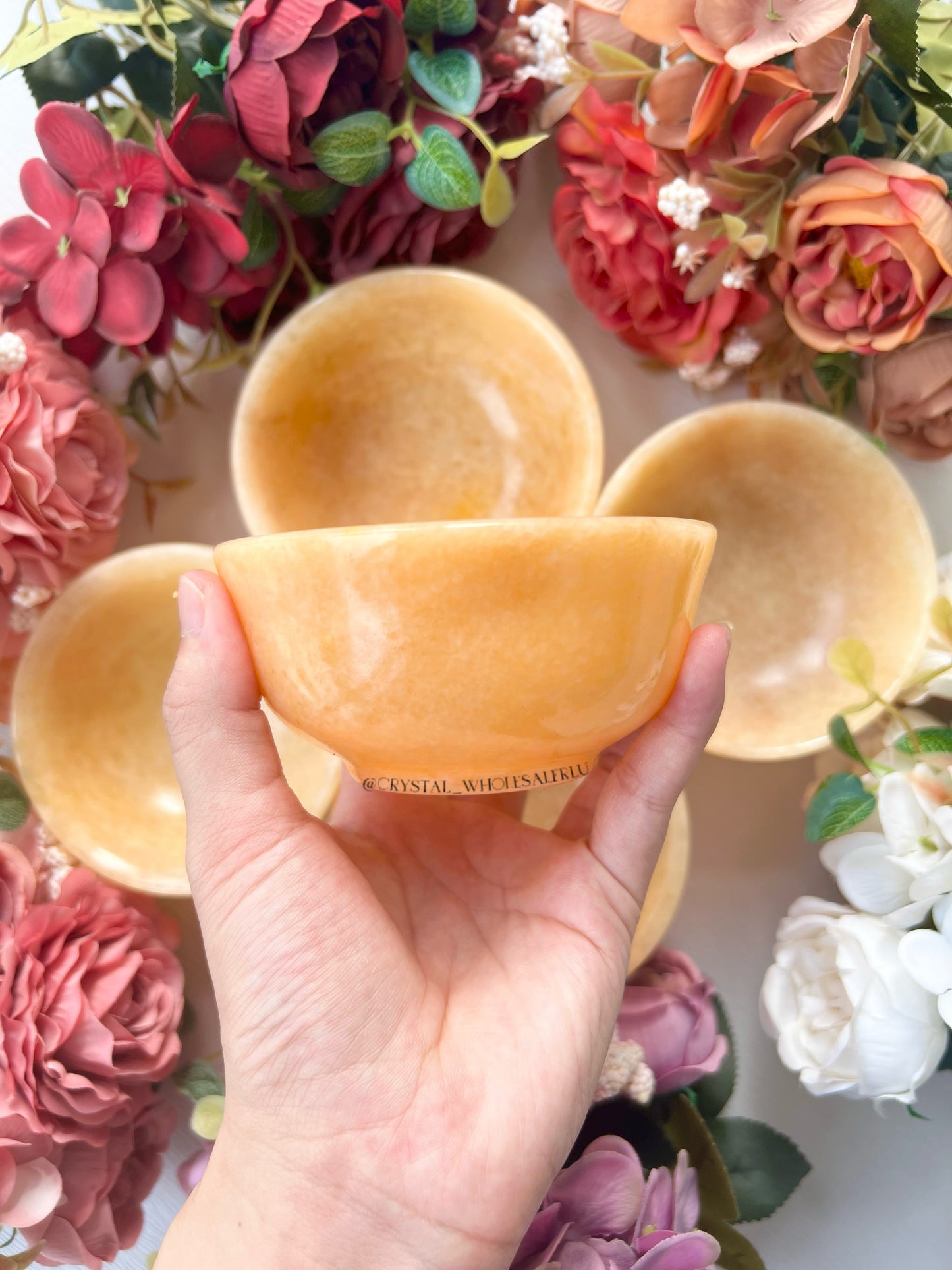 Orange calcite bowl