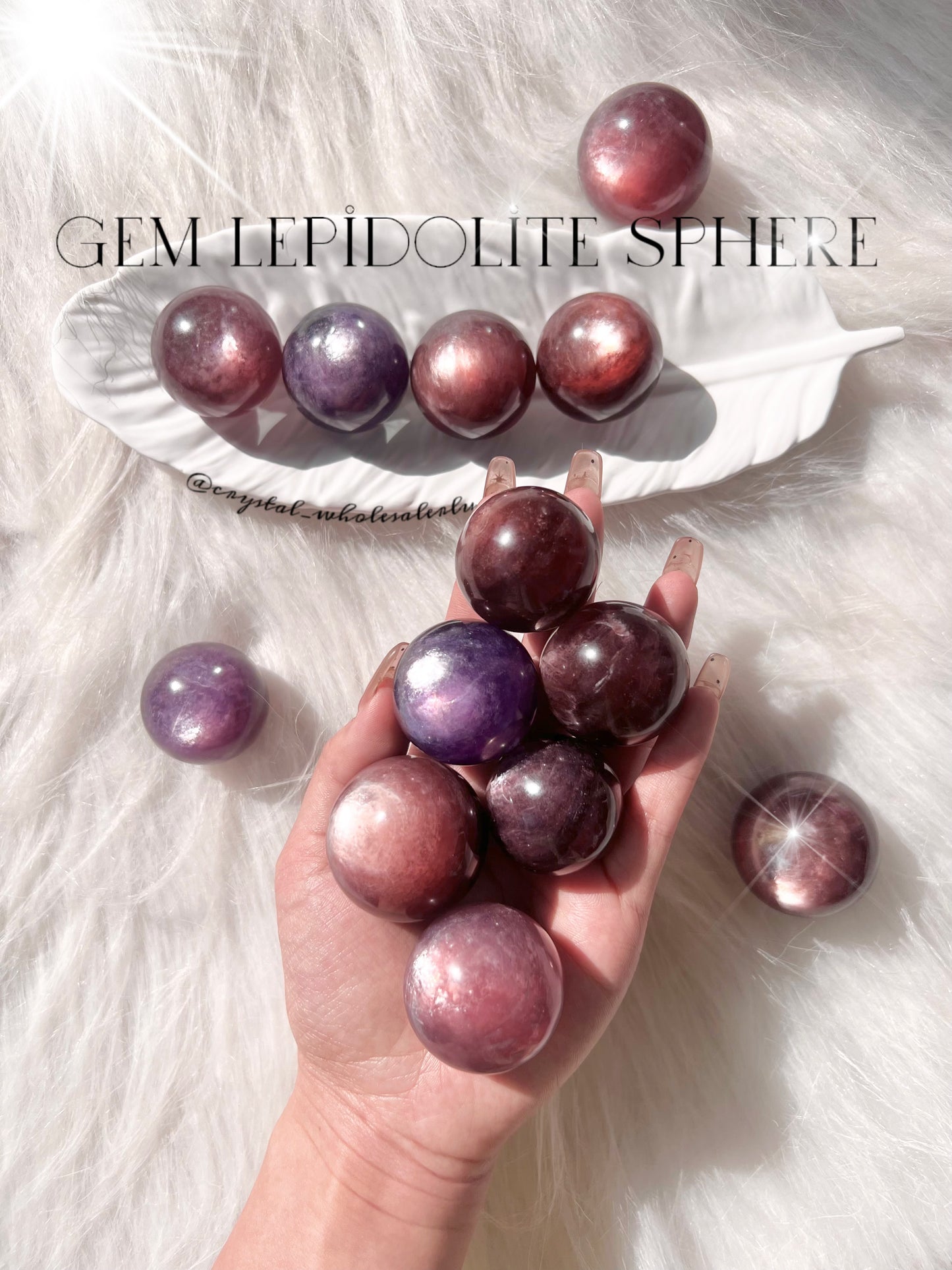 Gem lepidolite sphere