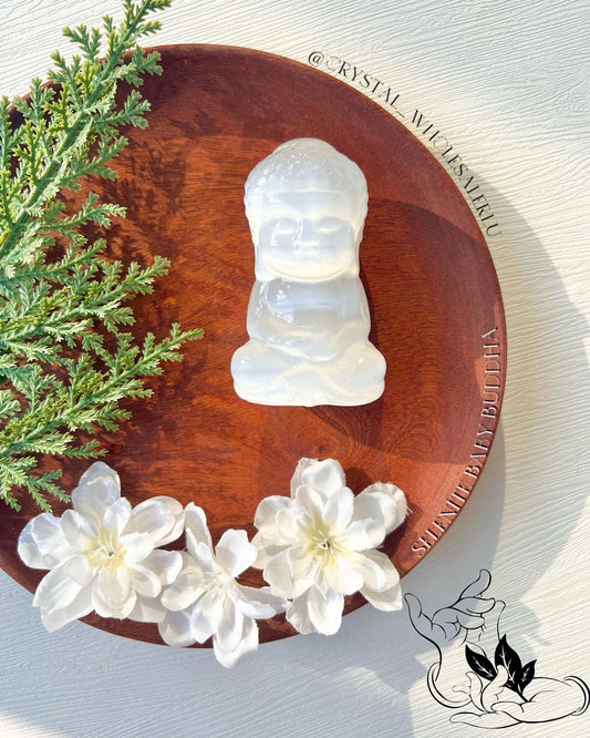 selenite Baby Buddha
