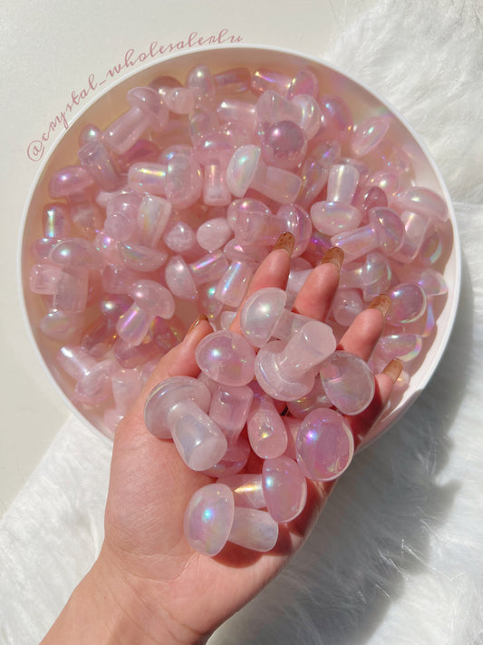 Aura rose quartz mushroom